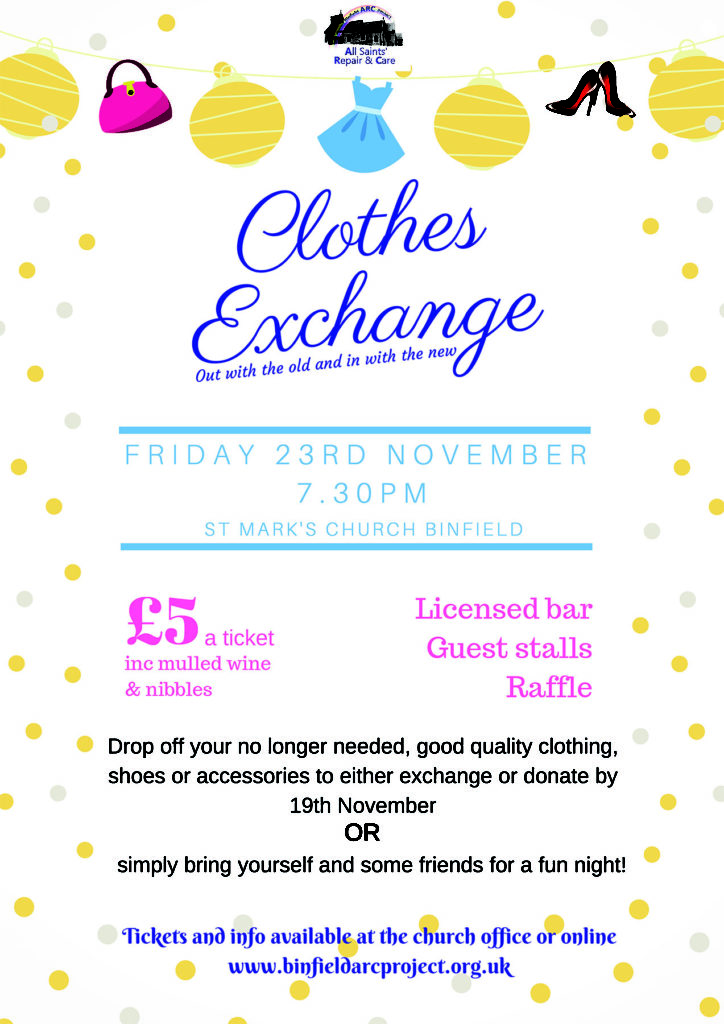 Ladies Clothes Exchange Evening Binfield ARC Project